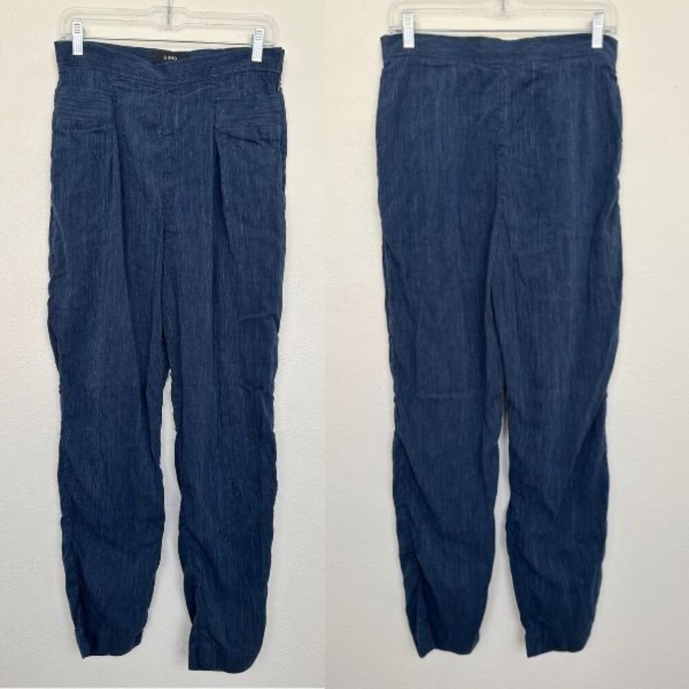 Suno Linen Cotton Blend Straight Leg Pants Navy Blue Kenya Beach Women's Medium